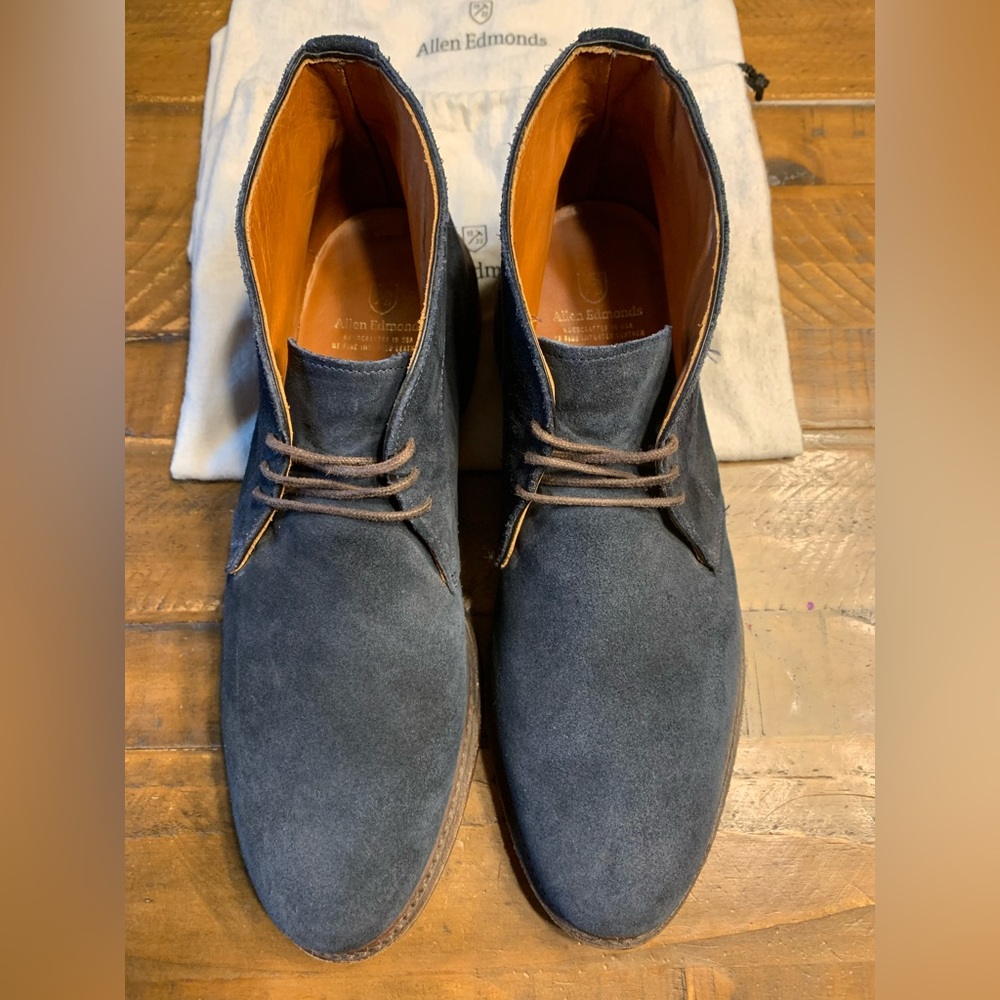 Allen Edmonds “Gobi” blue suede ankle boots 12D EUC